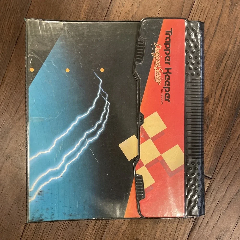 Vintage Mead TRAPPER KEEPER Designer Series 3 Ring Binder‎ Folder Lightning Bolt